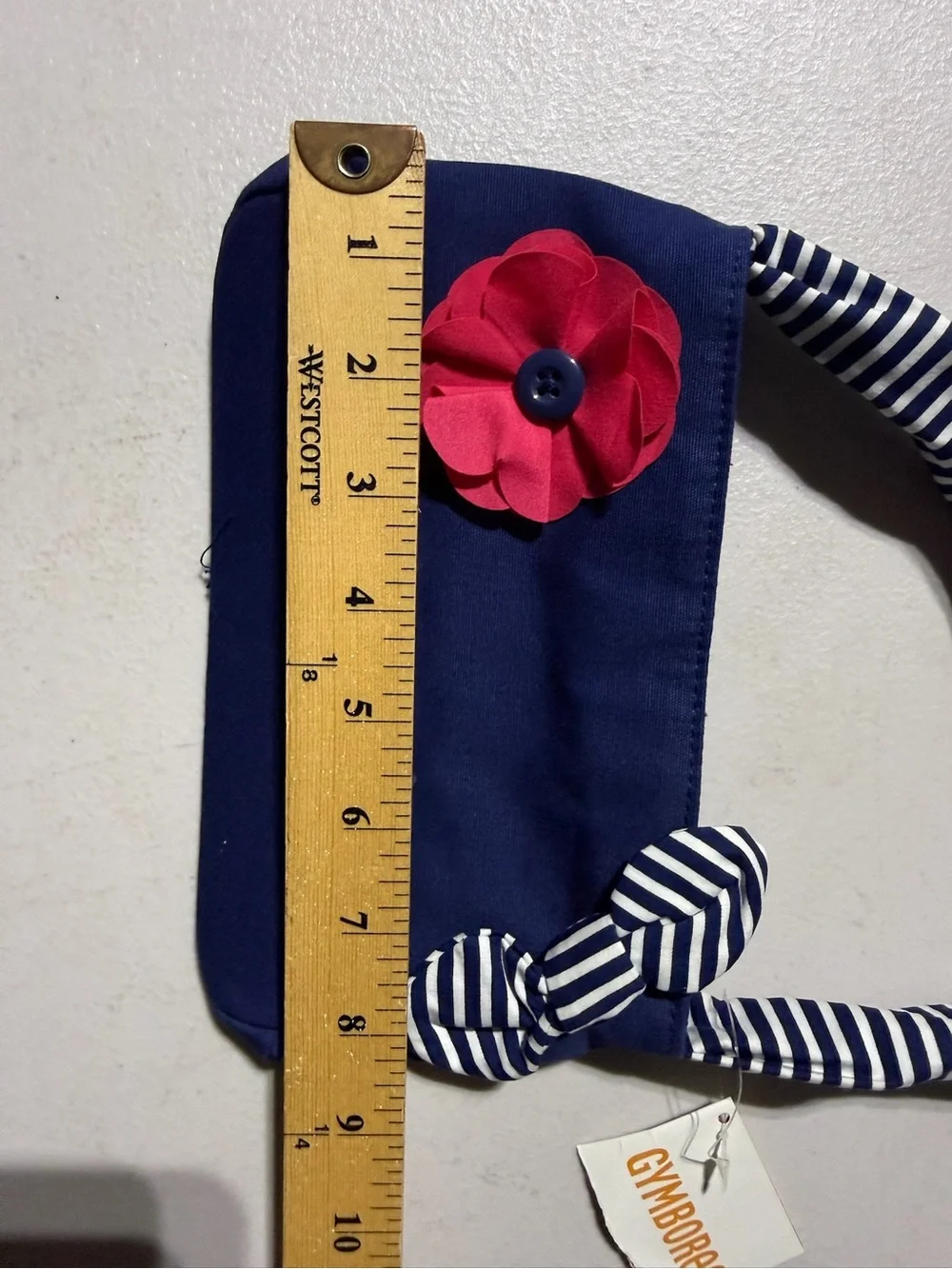 BNWT Little Girls Zipper Shoulder/Handbag Purse Navy Blue With Flower And Bow